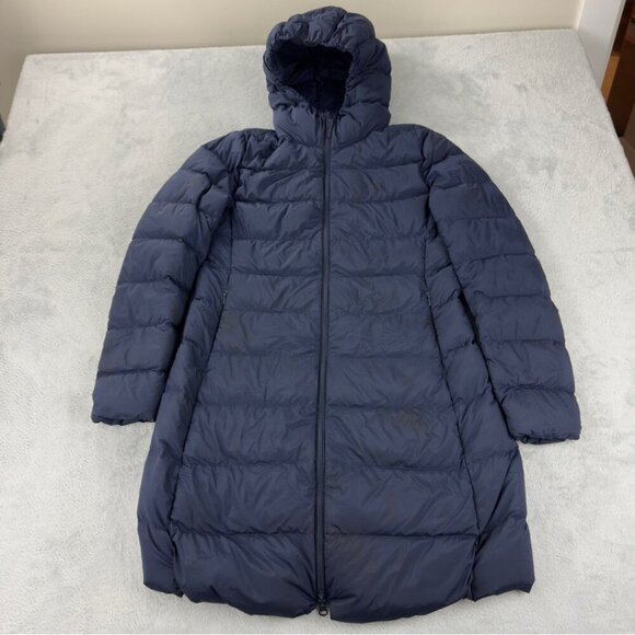 Uniqlo Women's Navy Blue Down Puffer Coat Size Medium - Picture 1 of 16